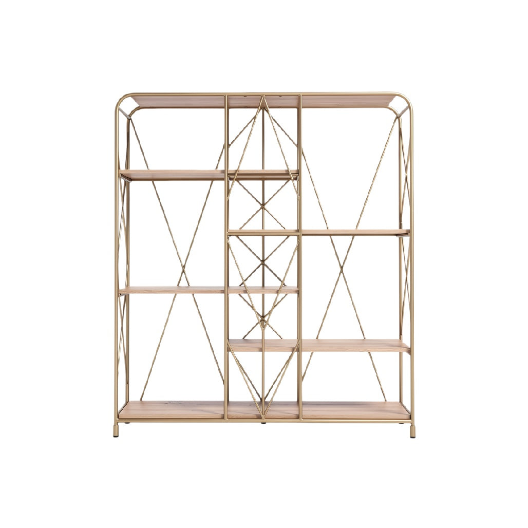 Modern Geometric Metal Frame Bookshelf with Open Shelving Design