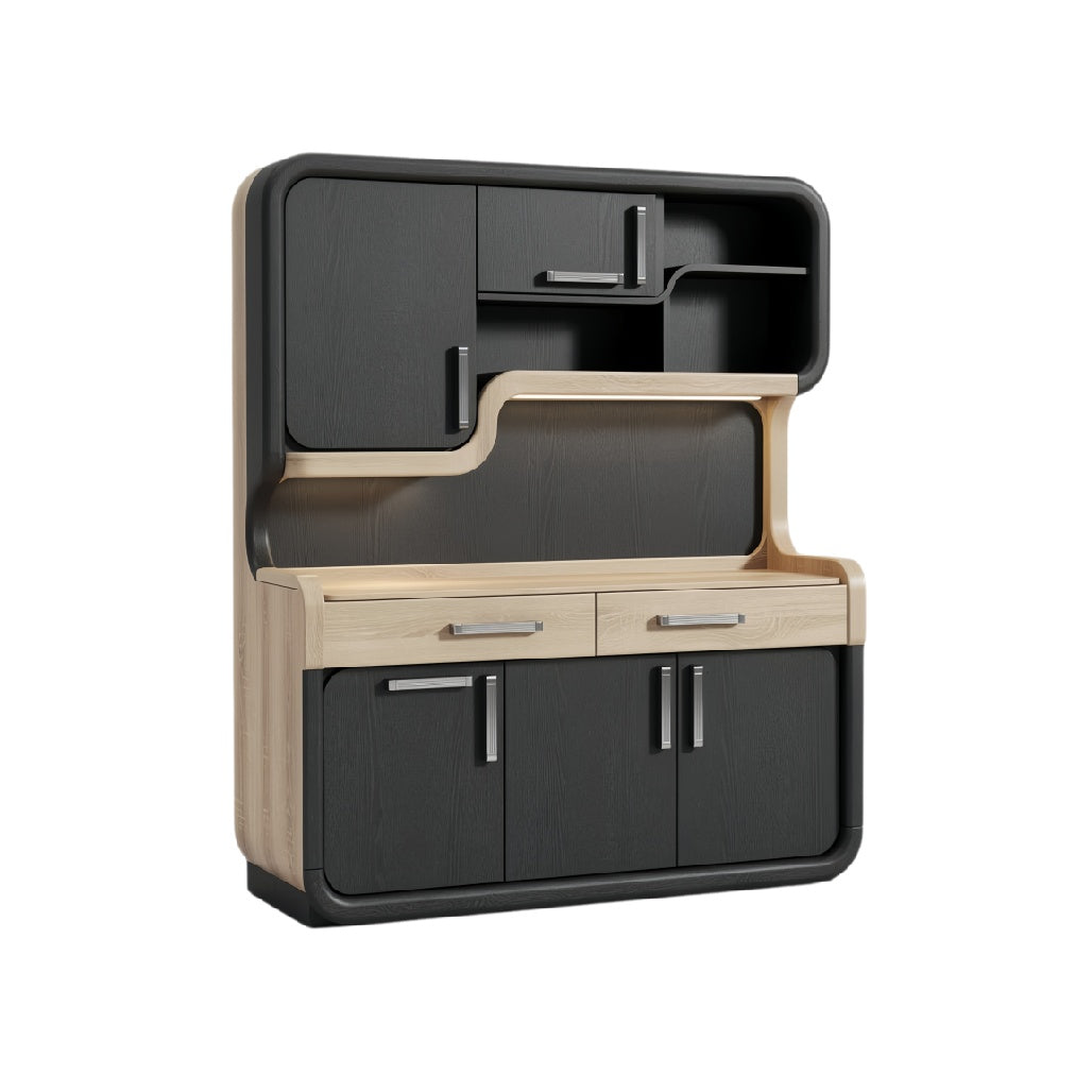 Modern Two-Tone Wooden Storage Cabinet with Open Shelving